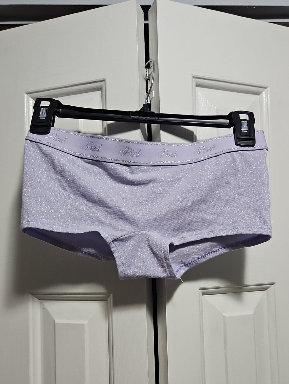 NWT Victoria's Secret PINK Logo Waistband Shimmer Boyshort Boxer Panty XS